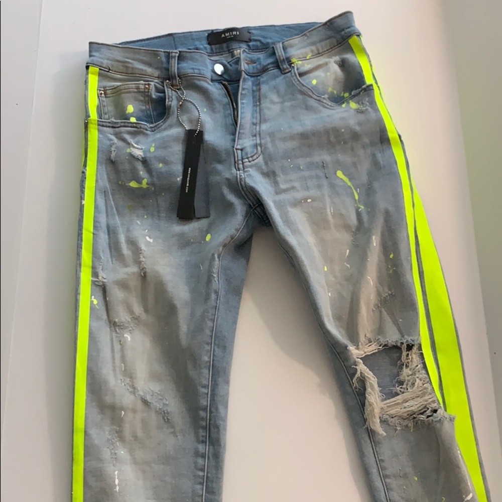 Amiri jeans size 30 neon green track